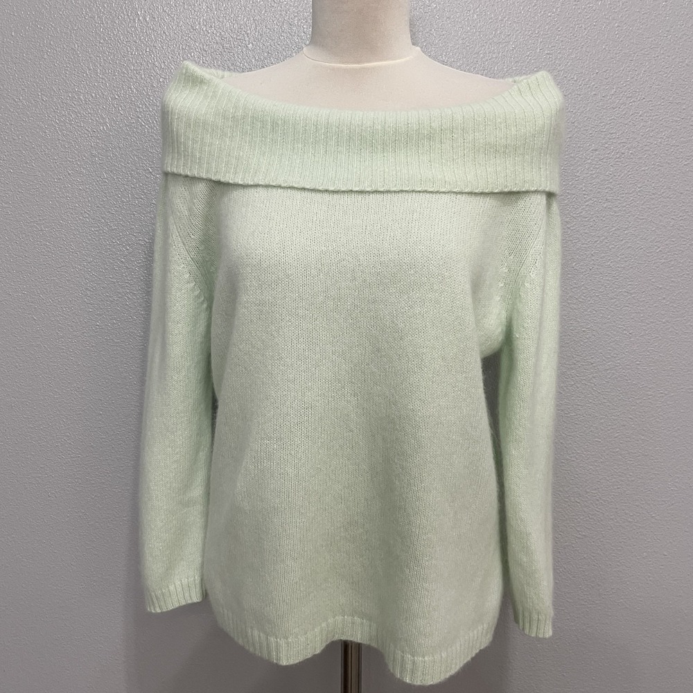 Apostrophe Cowl Neck Sweater X-Large Size 18 Light Green Angora Nylon Wool Blend